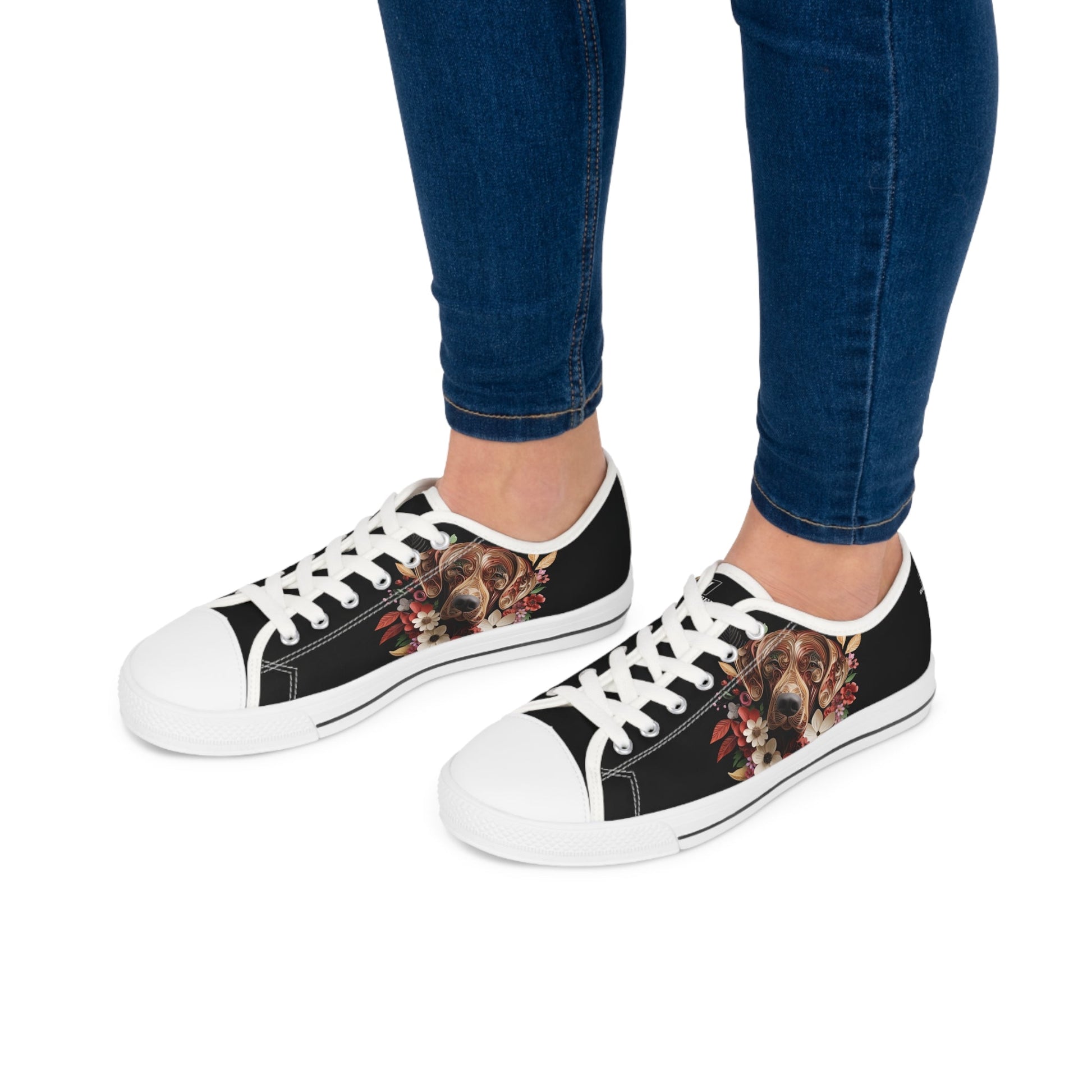 Women's Low-Top Trainers featuring Rhodesian Ridgeback Paper Quilling Effect Design - Hobbster