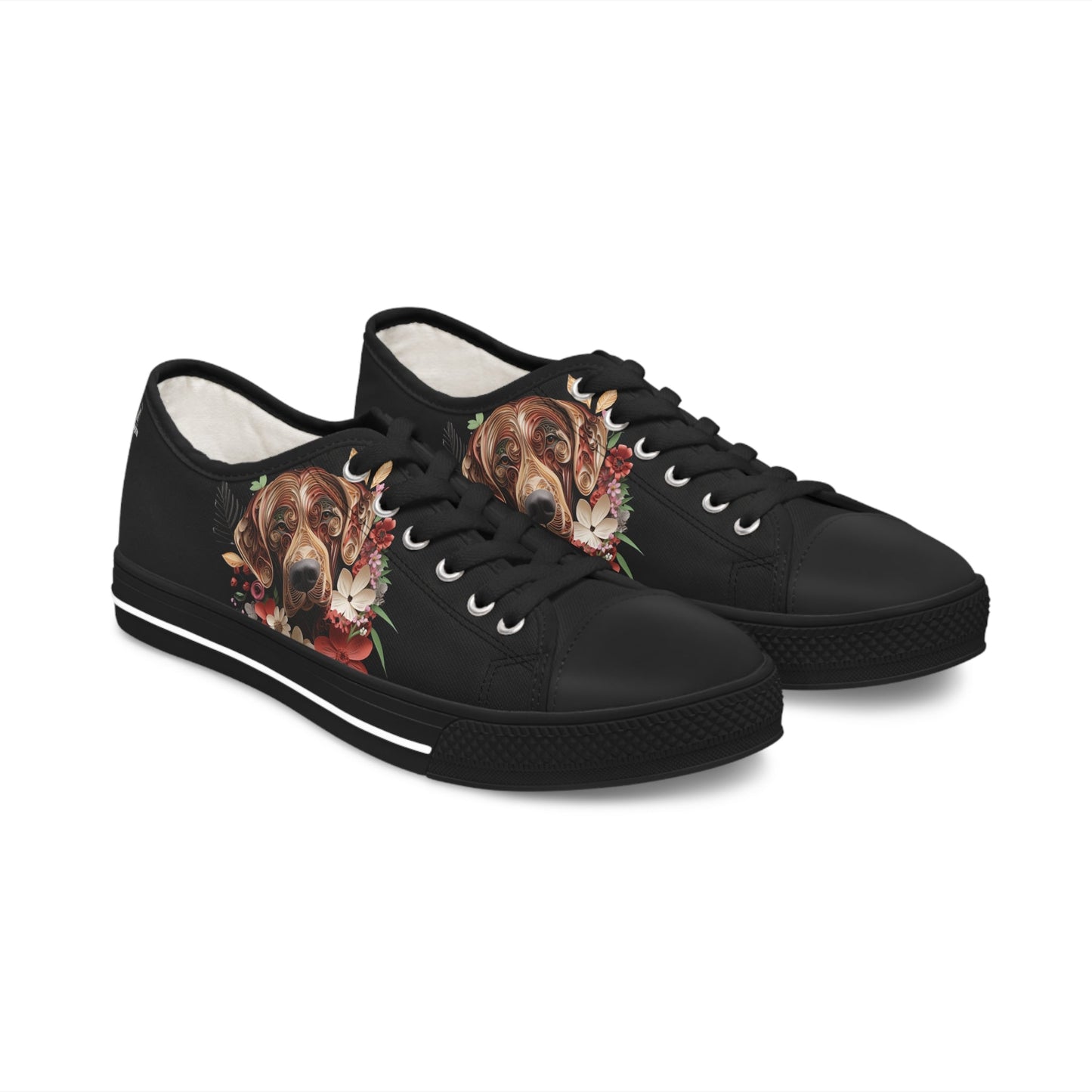 Women's Low-Top Trainers featuring Rhodesian Ridgeback Paper Quilling Effect Design - Hobbster