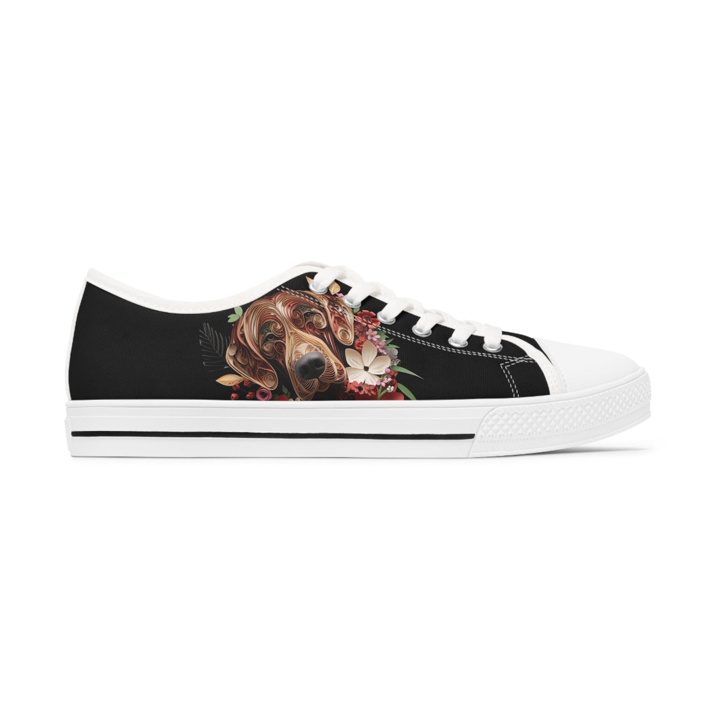 Women's Low-Top Trainers featuring Rhodesian Ridgeback Paper Quilling Effect Design - Hobbster