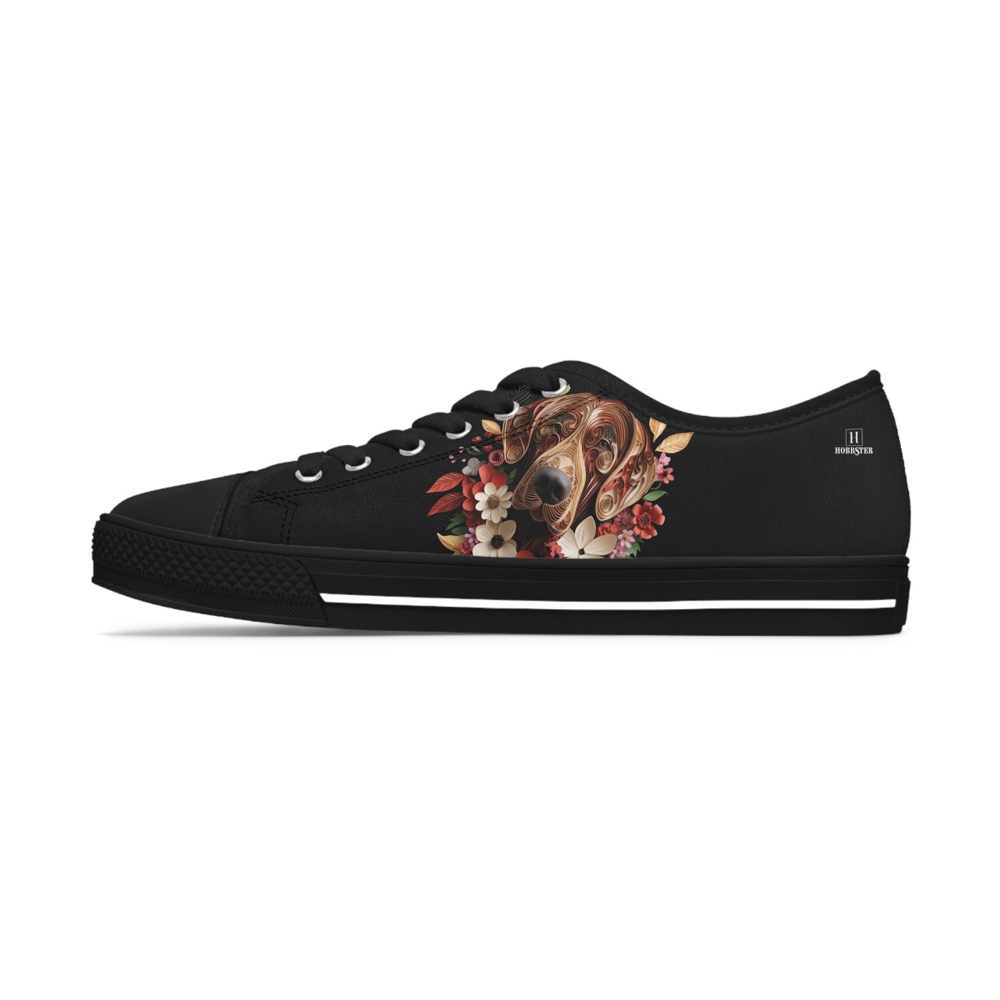 Women's Low-Top Trainers featuring Rhodesian Ridgeback Paper Quilling Effect Design - Hobbster