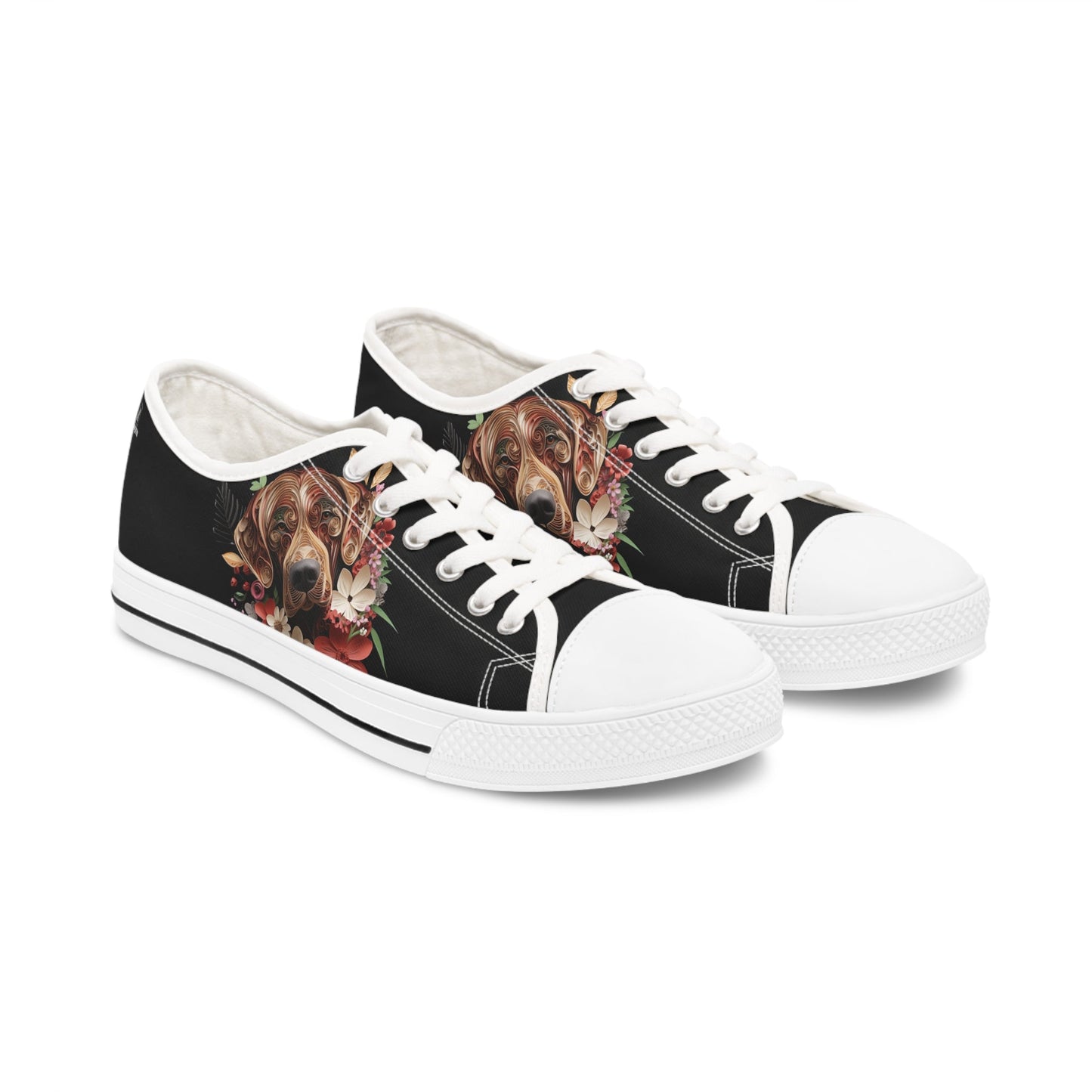 Women's Low-Top Trainers featuring Rhodesian Ridgeback Paper Quilling Effect Design - Hobbster