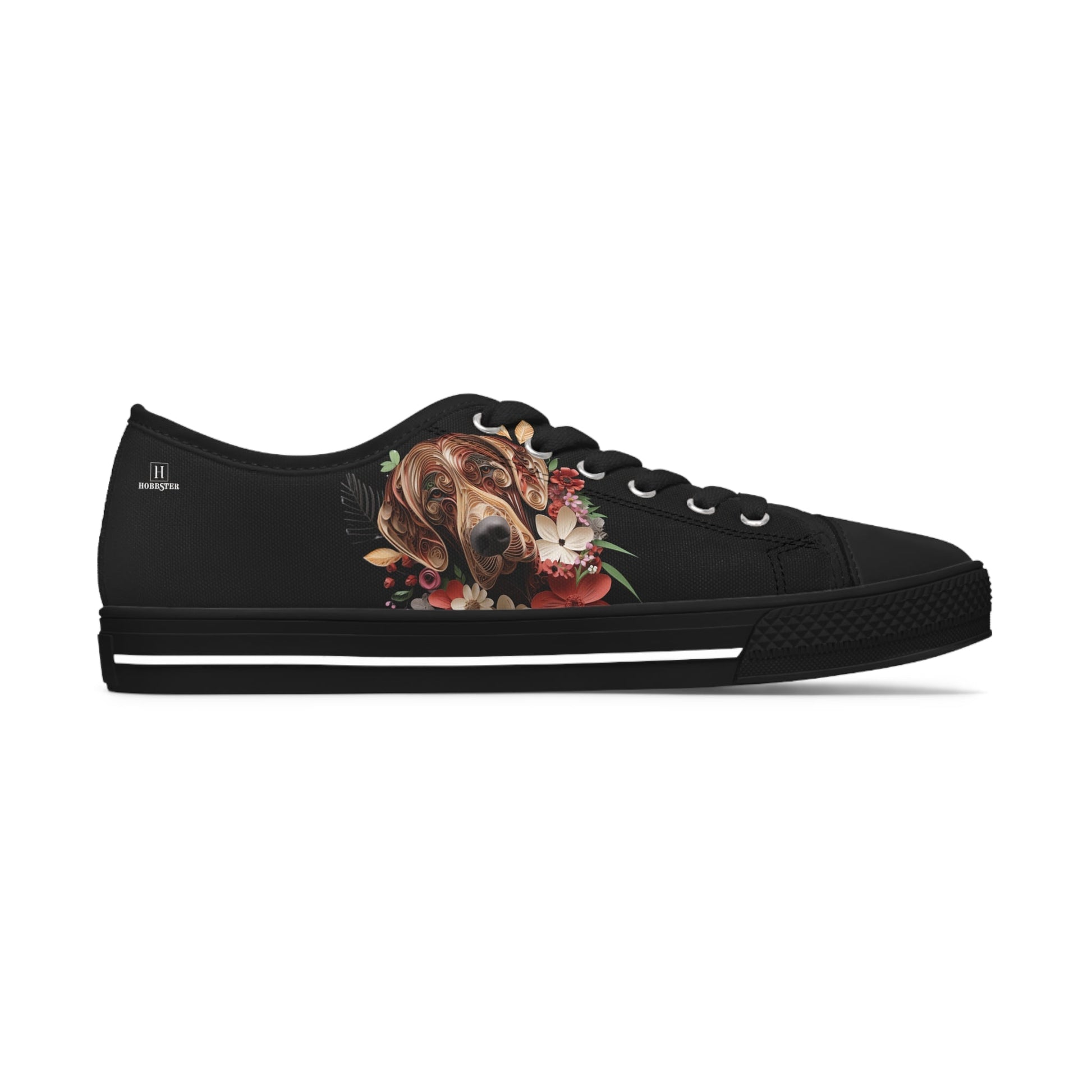 Women's Low-Top Trainers featuring Rhodesian Ridgeback Paper Quilling Effect Design - Hobbster