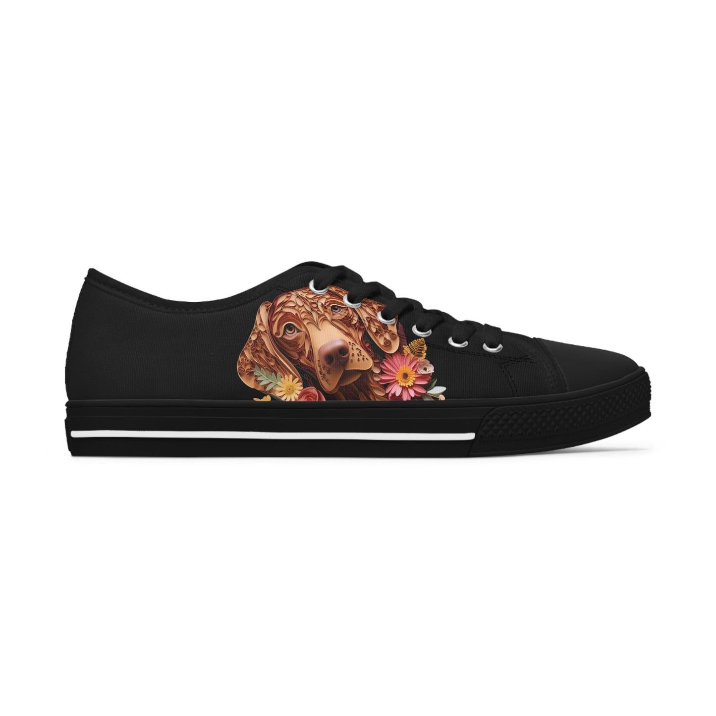 Women's Low-Top Trainers featuring Vizsla Paper Quilling Effect Design - Hobbster