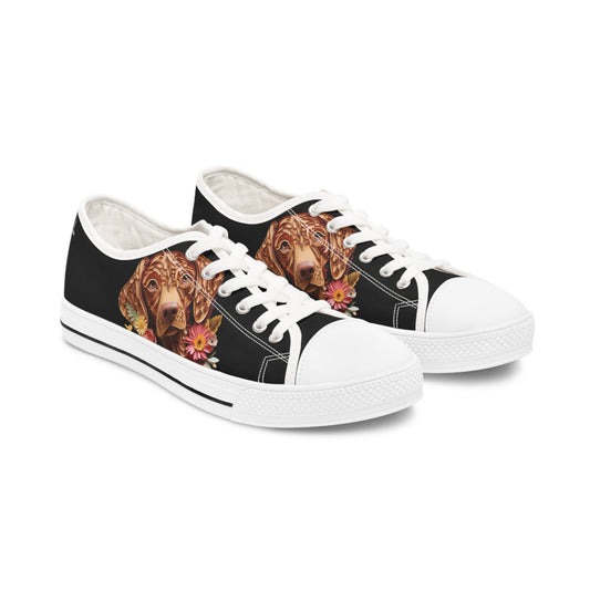 Women's Low-Top Trainers featuring Vizsla Paper Quilling Effect Design - Hobbster