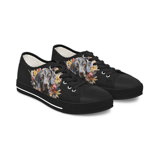 Women's Low-Top Trainers featuring Weimaraner Paper Quilling Effect Design - Hobbster