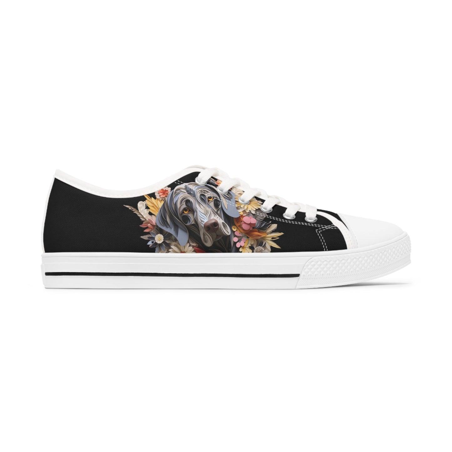 Women's Low-Top Trainers featuring Weimaraner Paper Quilling Effect Design - Hobbster