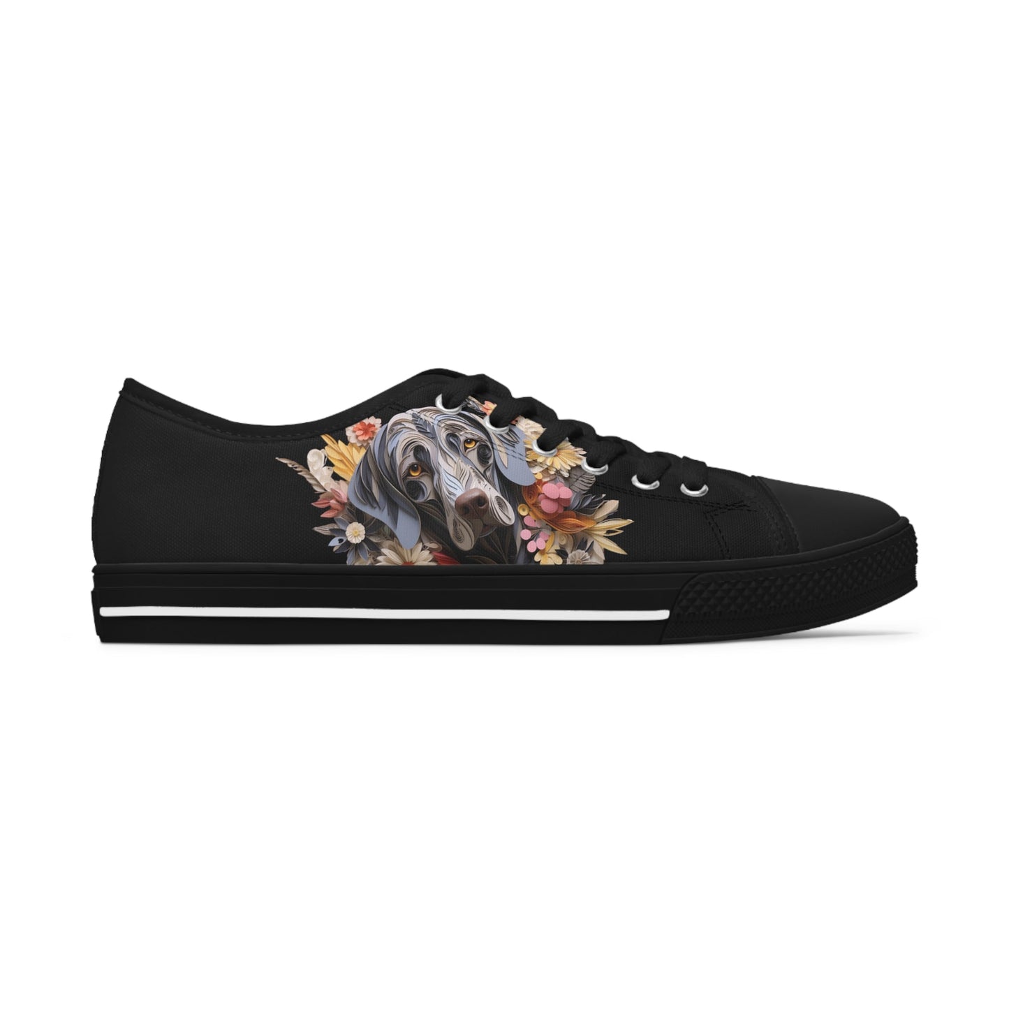 Women's Low-Top Trainers featuring Weimaraner Paper Quilling Effect Design - Hobbster