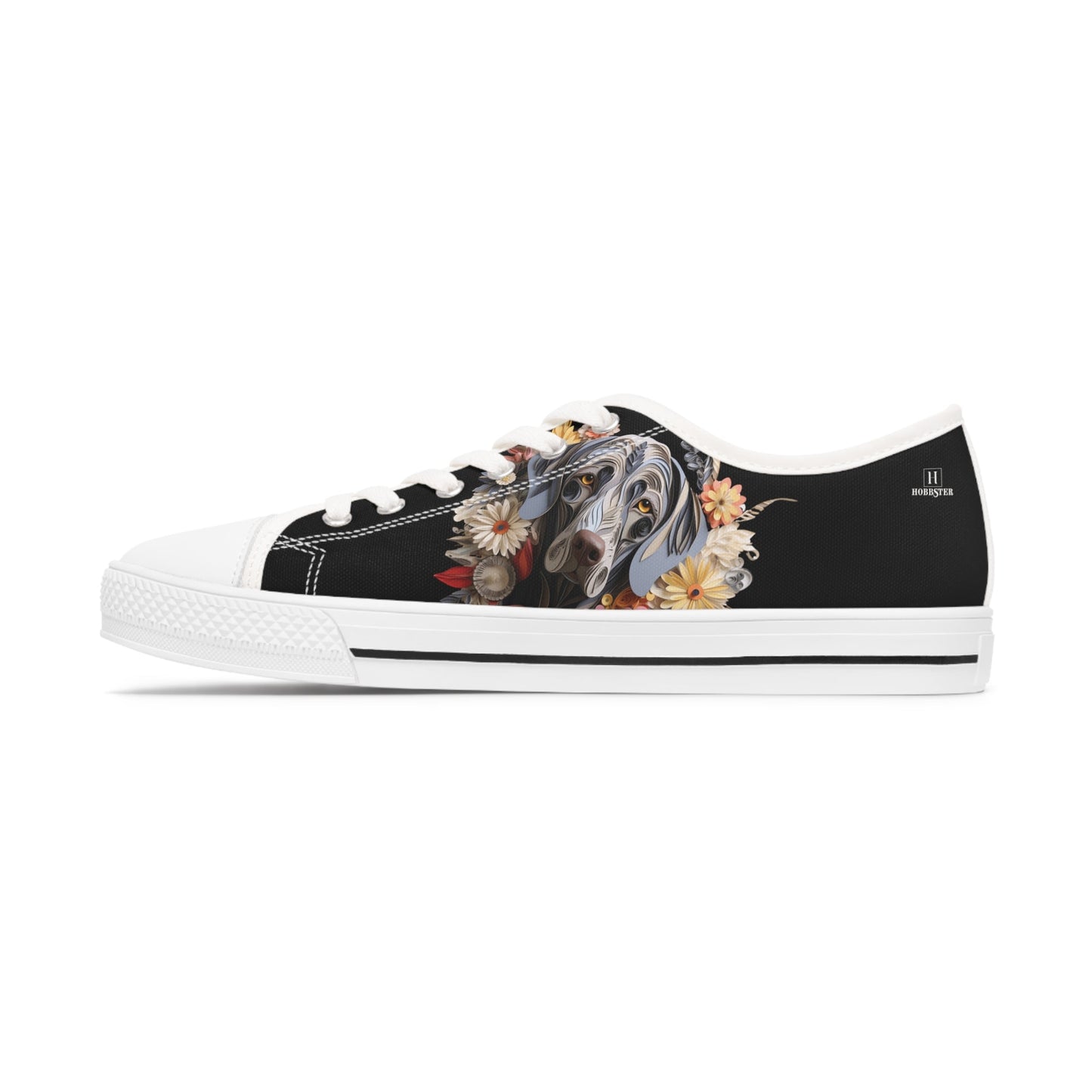 Women's Low-Top Trainers featuring Weimaraner Paper Quilling Effect Design - Hobbster