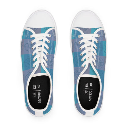 Women's Low Top Trainers in Blue with Rhodesian Ridgeback Tile Effect Design - Hobbster