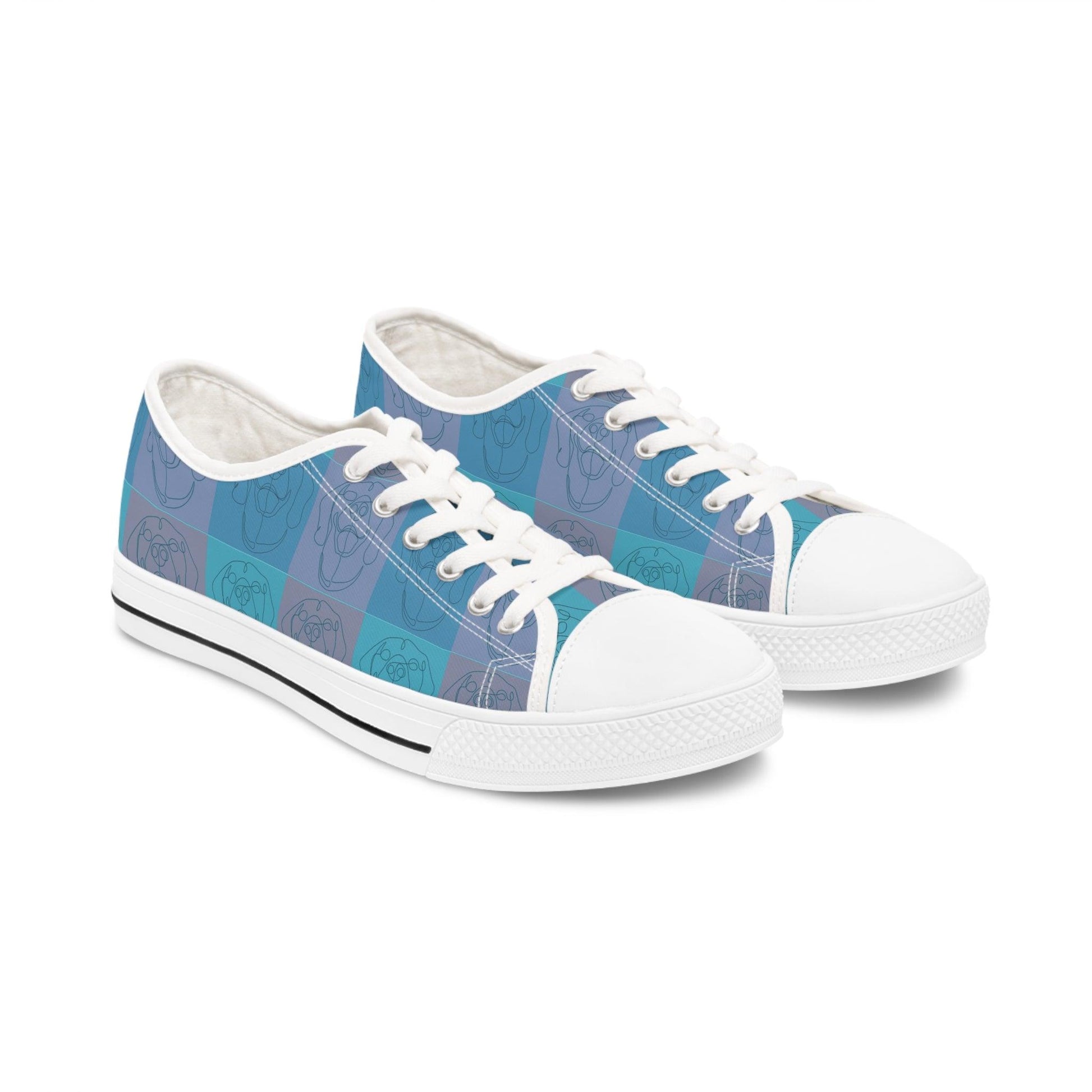 Women's Low Top Trainers in Blue with Rhodesian Ridgeback Tile Effect Design - Hobbster