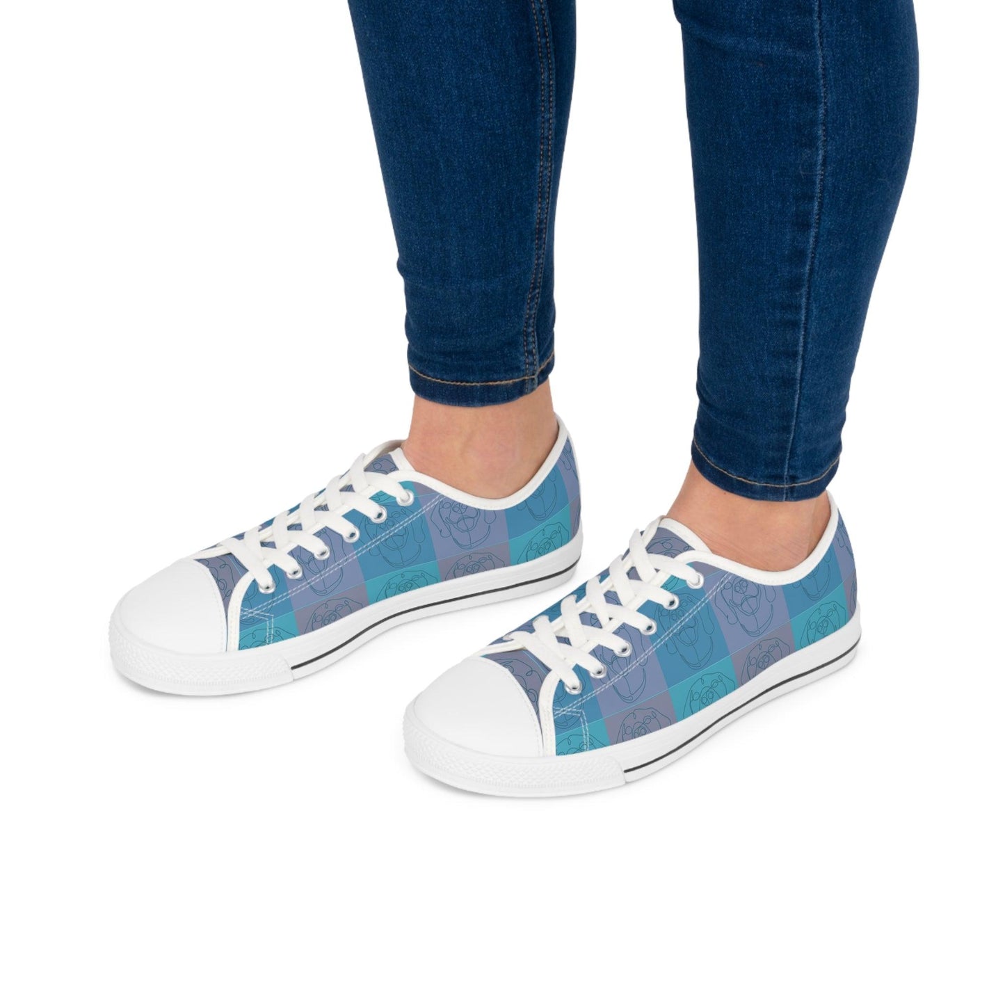 Women's Low Top Trainers in Blue with Rhodesian Ridgeback Tile Effect Design - Hobbster