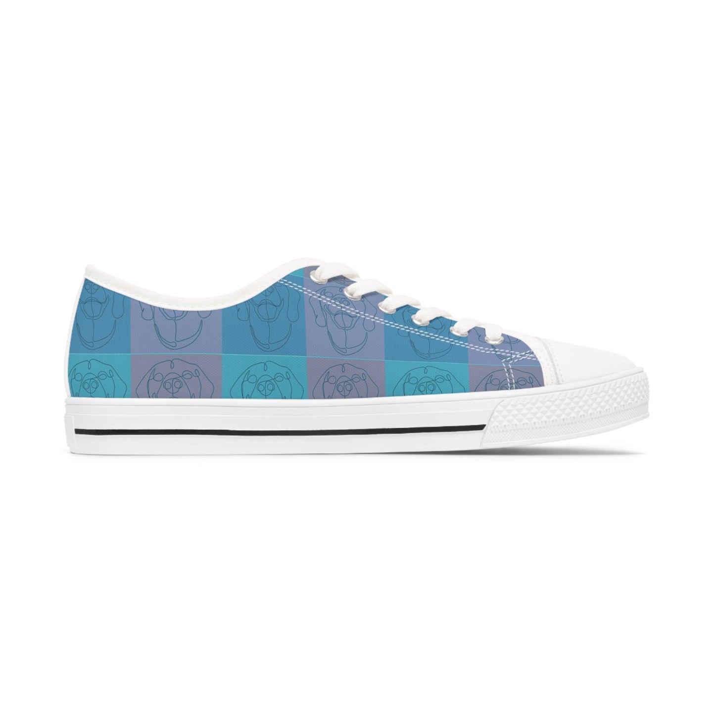 Women's Low Top Trainers in Blue with Rhodesian Ridgeback Tile Effect Design - Hobbster