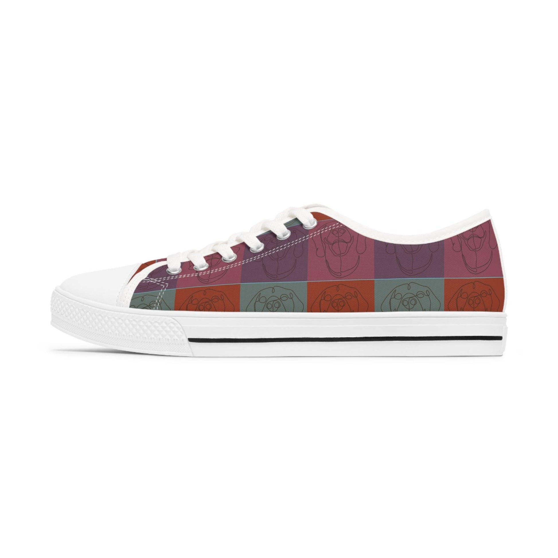 Women's Low Top Trainers in Brown with Rhodesian Ridgeback Tile Effect Design - Hobbster