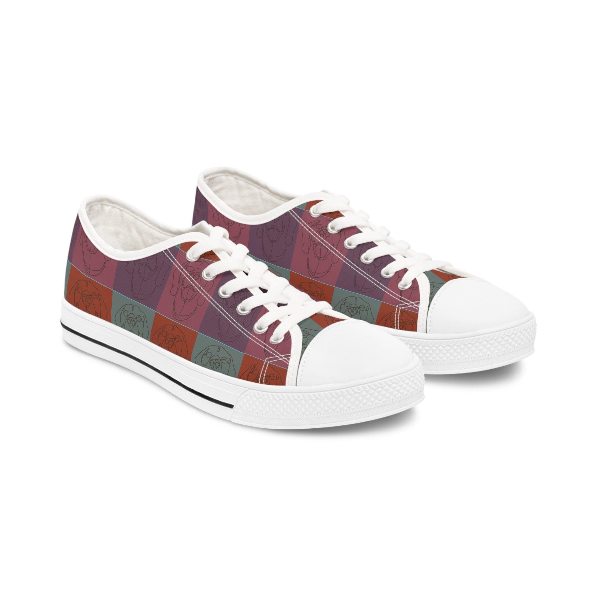 Women's Low Top Trainers in Brown with Rhodesian Ridgeback Tile Effect Design - Hobbster