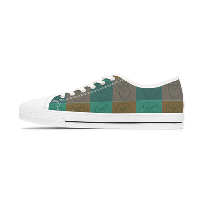 Women's Low Top Trainers in Green with Rhodesian Ridgeback Tile Effect Design - Hobbster