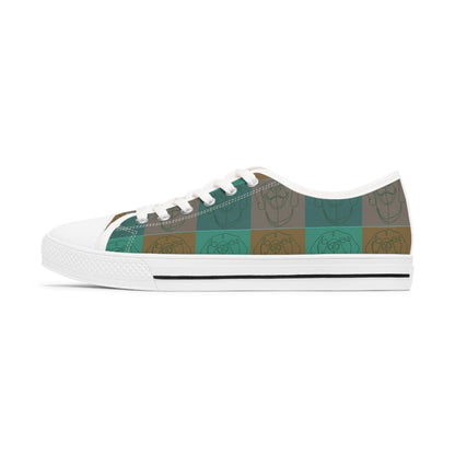 Women's Low Top Trainers in Green with Rhodesian Ridgeback Tile Effect Design - Hobbster