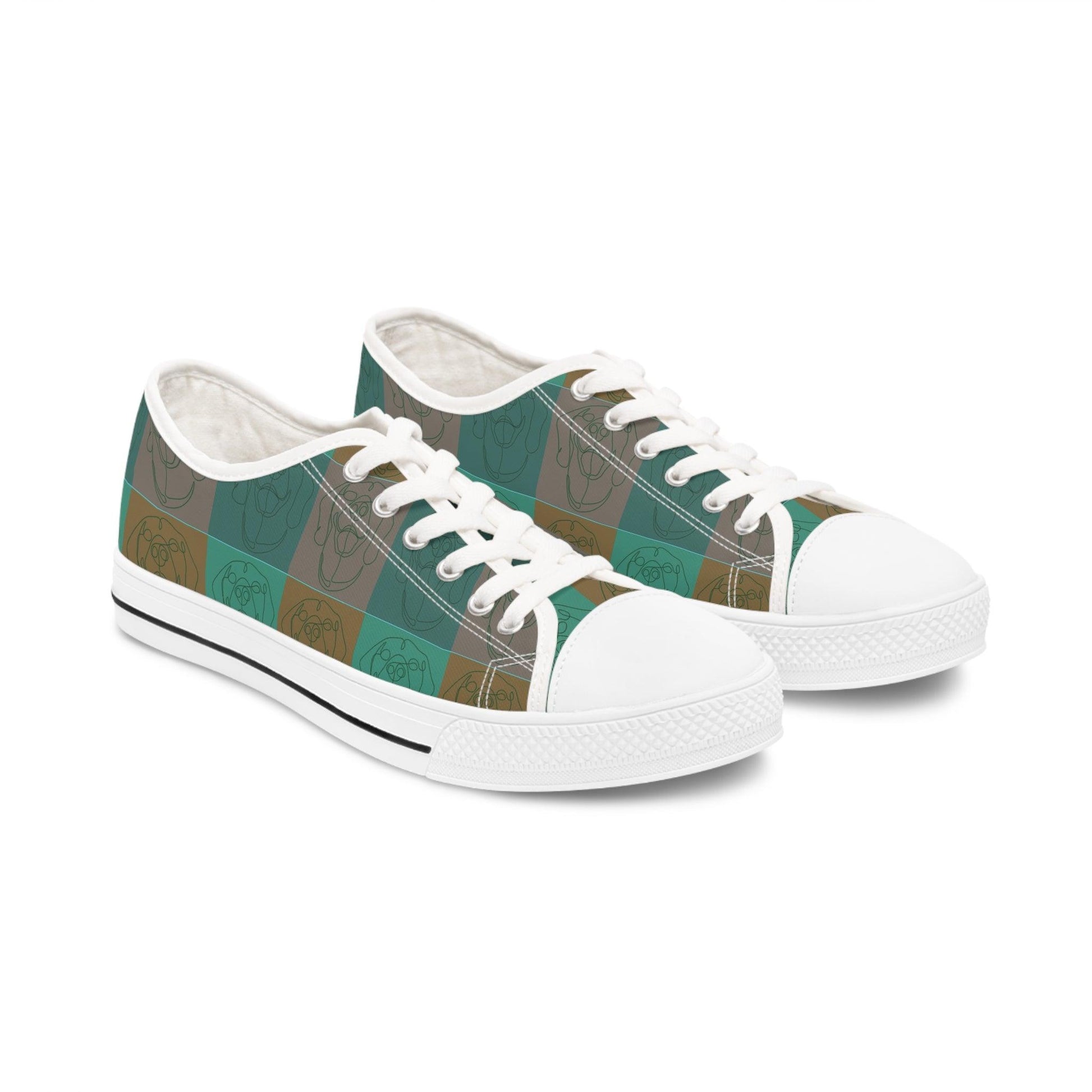 Women's Low Top Trainers in Green with Rhodesian Ridgeback Tile Effect Design - Hobbster