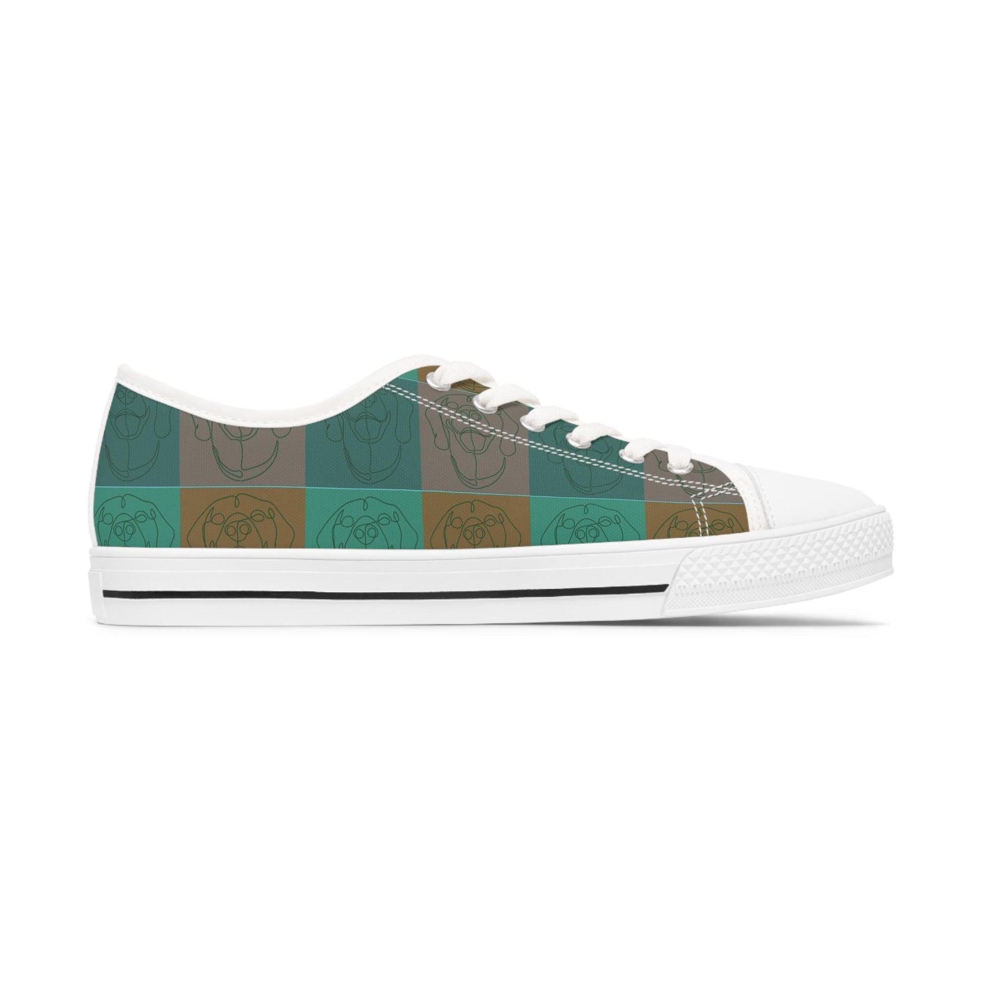 Women's Low Top Trainers in Green with Rhodesian Ridgeback Tile Effect Design - Hobbster