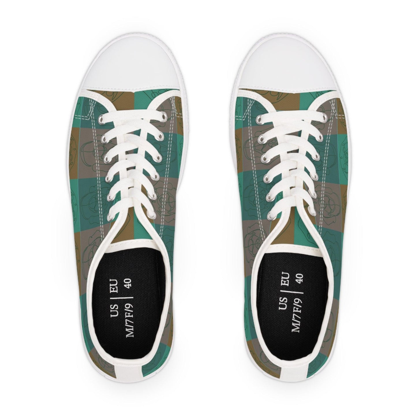 Women's Low Top Trainers in Green with Rhodesian Ridgeback Tile Effect Design - Hobbster