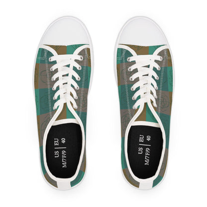 Women's Low Top Trainers in Green with Rhodesian Ridgeback Tile Effect Design - Hobbster