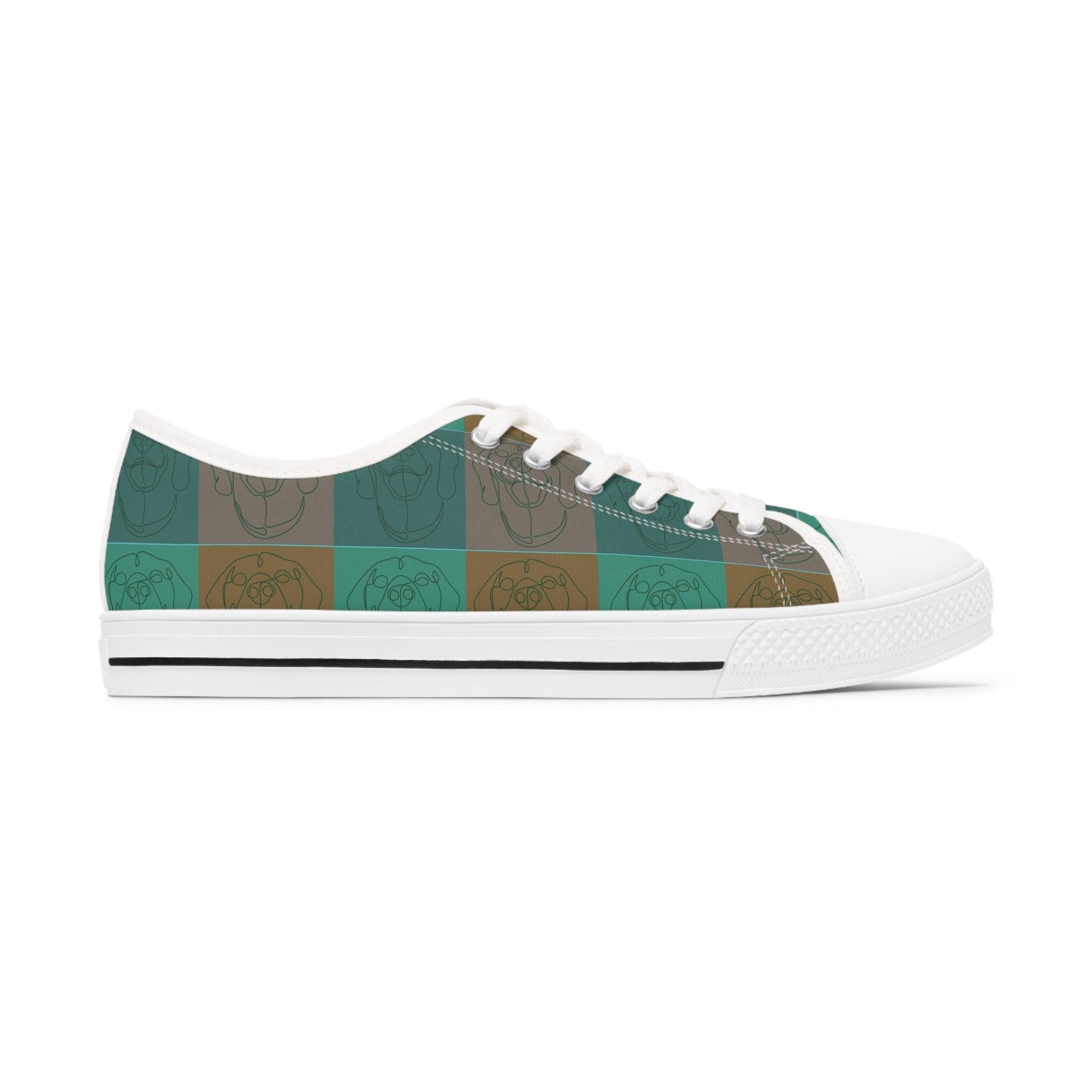 Women's Low Top Trainers in Green with Rhodesian Ridgeback Tile Effect Design - Hobbster