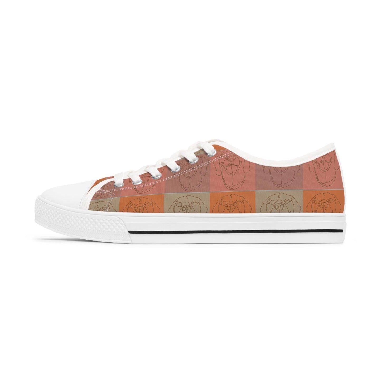 Women's Low Top Trainers in Light Brown with Rhodesian Ridgeback Tile Effect Design - Hobbster