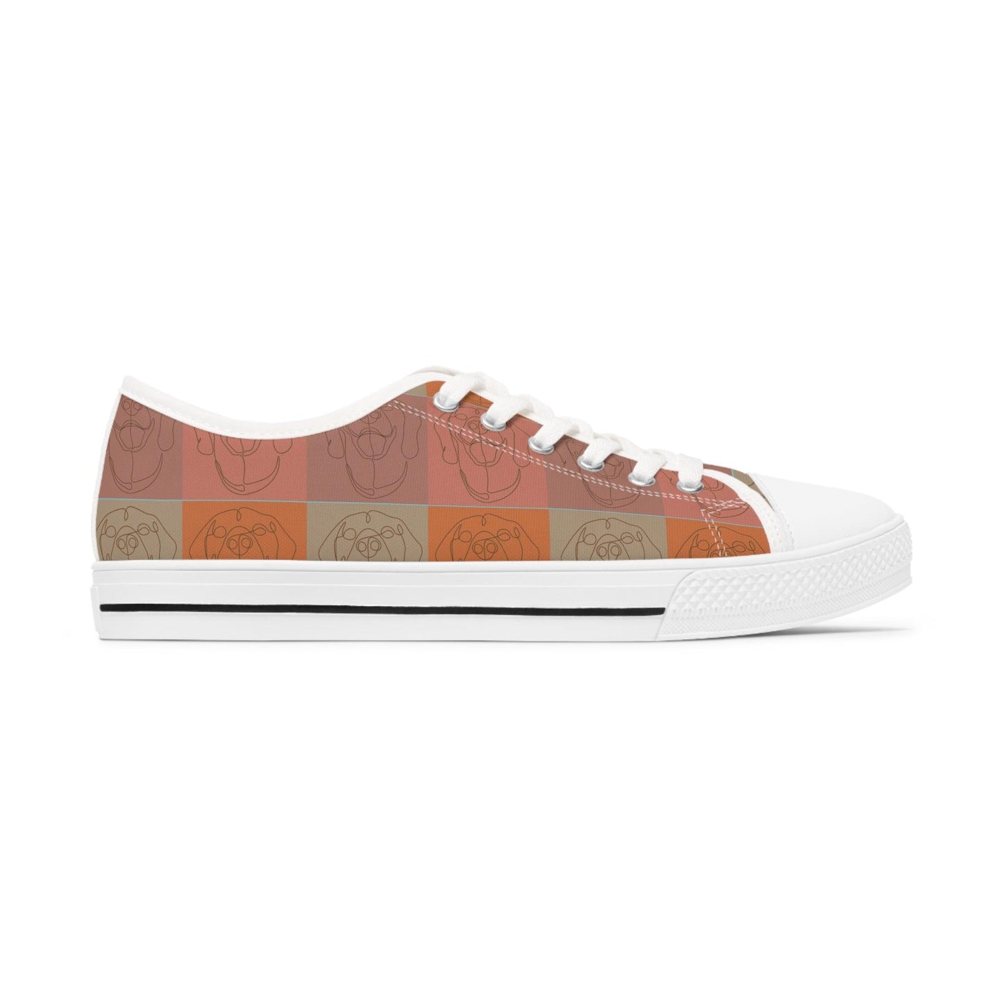 Women's Low Top Trainers in Light Brown with Rhodesian Ridgeback Tile Effect Design - Hobbster