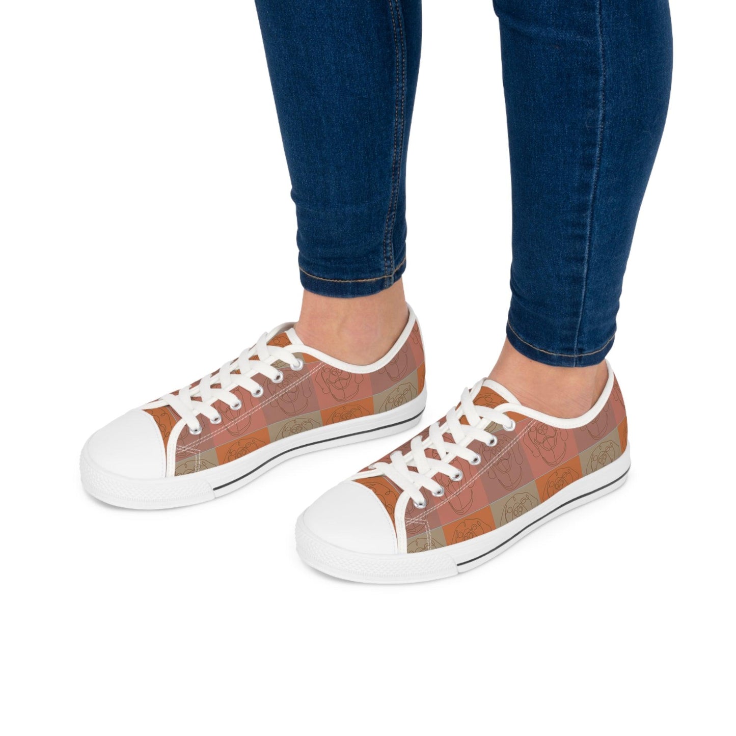 Women's Low Top Trainers in Light Brown with Rhodesian Ridgeback Tile Effect Design - Hobbster