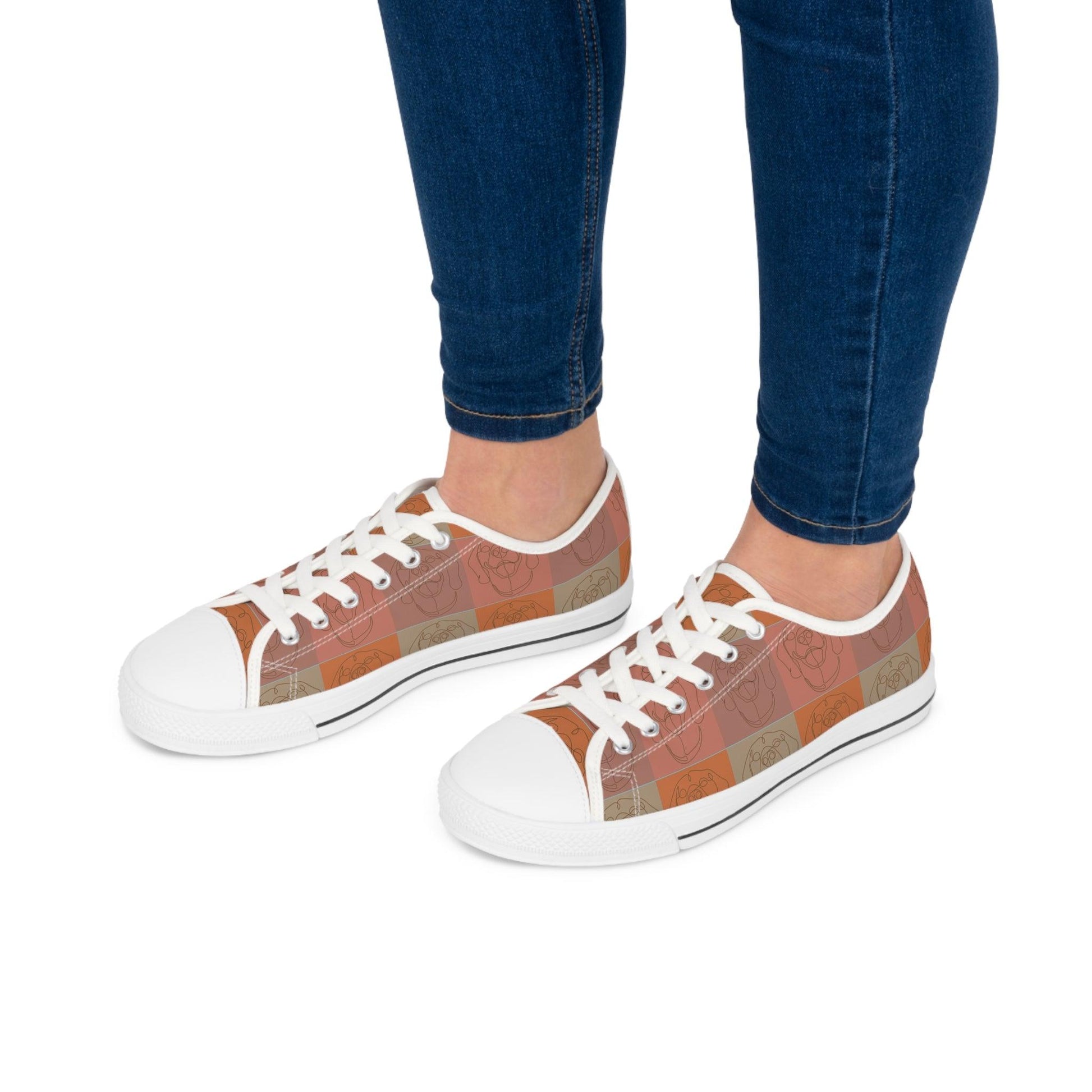 Women's Low Top Trainers in Light Brown with Rhodesian Ridgeback Tile Effect Design - Hobbster