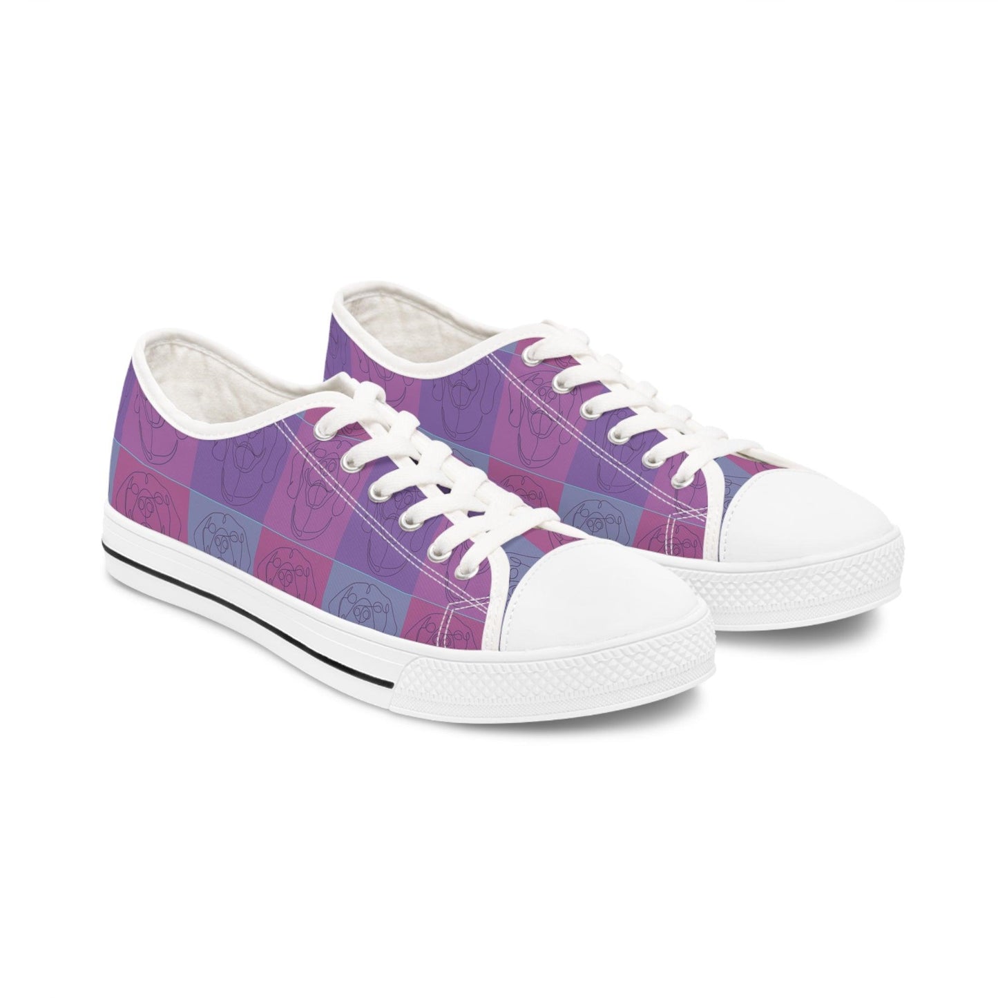 Women's Low Top Trainers in Purple with Rhodesian Ridgeback Tile Effect Design - Hobbster