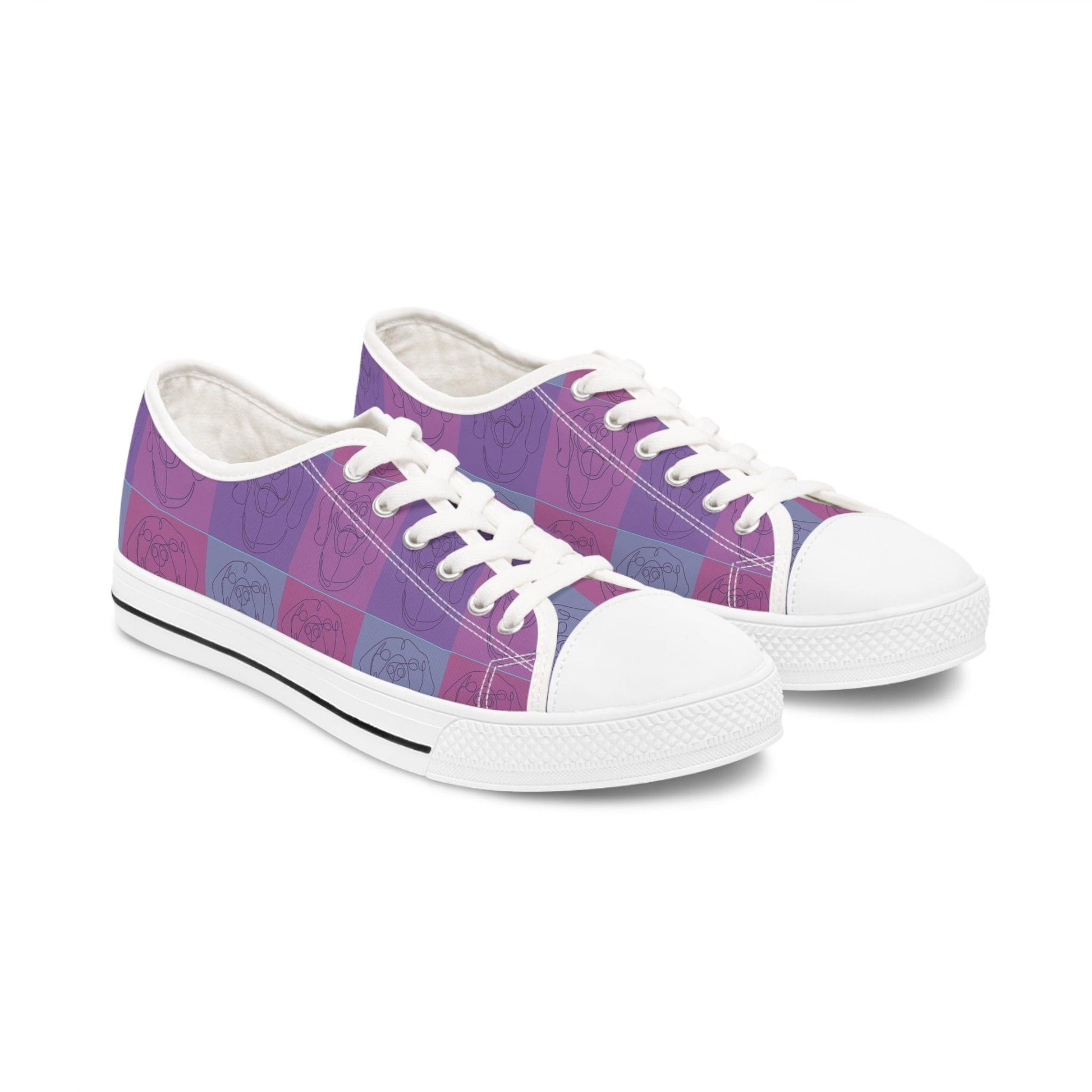 Women's Low Top Trainers in Purple with Rhodesian Ridgeback Tile Effect Design - Hobbster