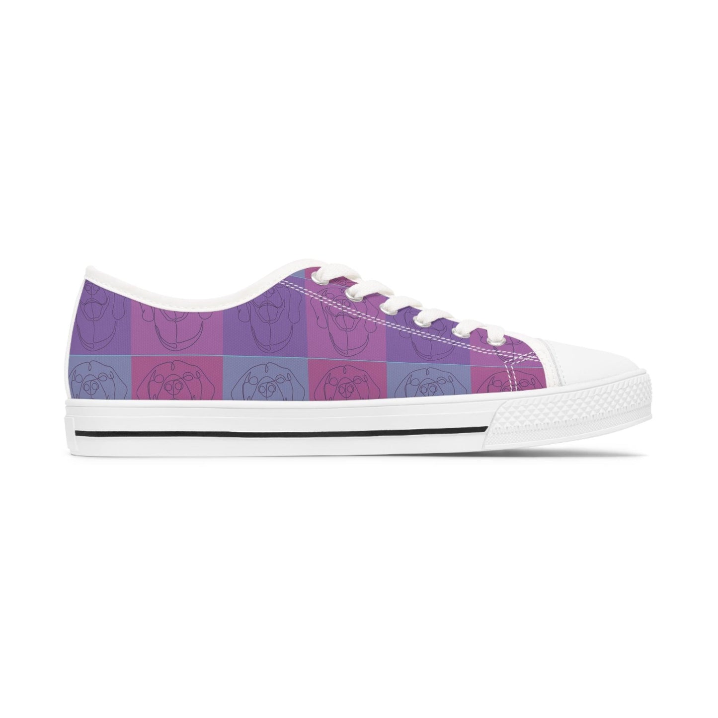 Women's Low Top Trainers in Purple with Rhodesian Ridgeback Tile Effect Design - Hobbster